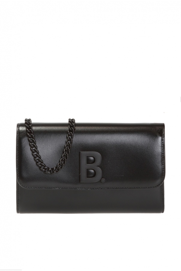 balenciaga b leather purse with chain